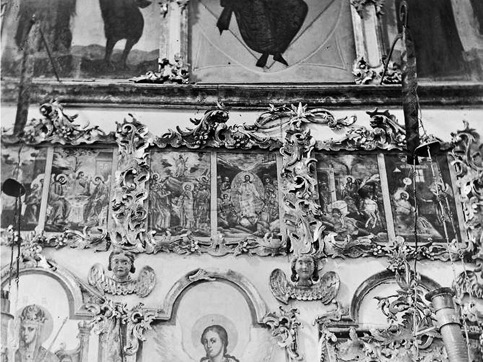 Церковь Тихвинской иконы Божией Матери на Устье-Ножемском погосте, Киино (Бабаевский район, Вологодская область). архивная фотография, Интерьер. Фото Макарова Владимира Кузьмича 1931 г. из фондов Череповецкого музея. (ГК № 51554852)