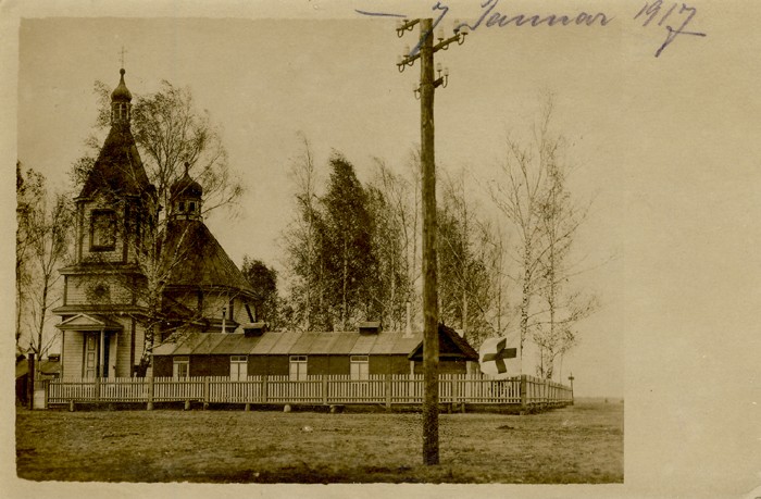 Деревок. Церковь Покрова Пресвятой Богородицы (старая). архивная фотография, Частная коллекция. Фото 1916 г.