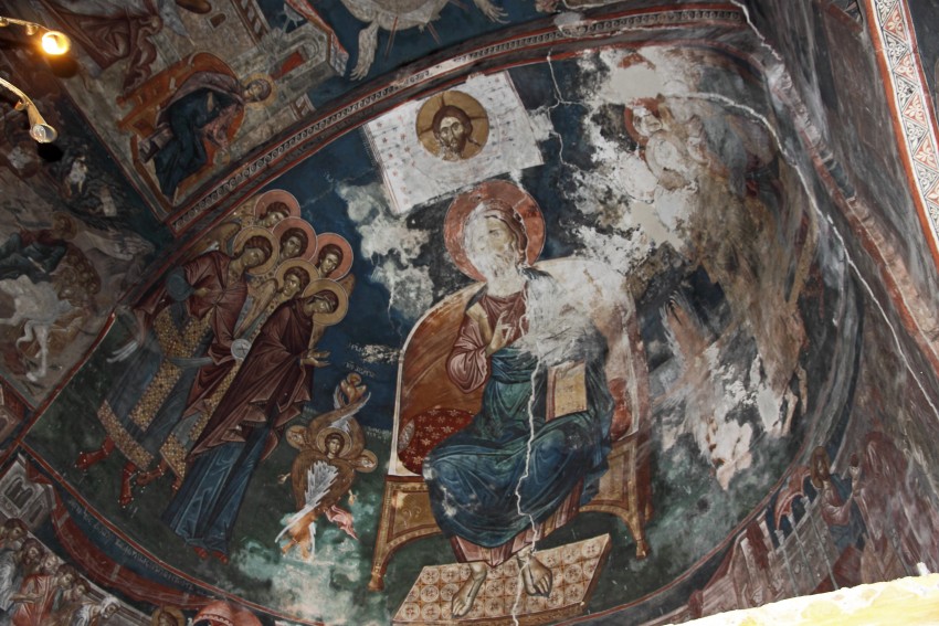 Георгиевский монастырь. Церковь Георгия Победоносца, Убиси (Имеретия, Грузия). интерьер и убранство, фреска конхи апсиды