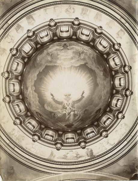 Роспись главного купола. 1880-е гг. , архивная фотография. Соборный Храм Христа Спасителя (старый), Хамовники (Центральный административный округ (ЦАО), г. Москва)