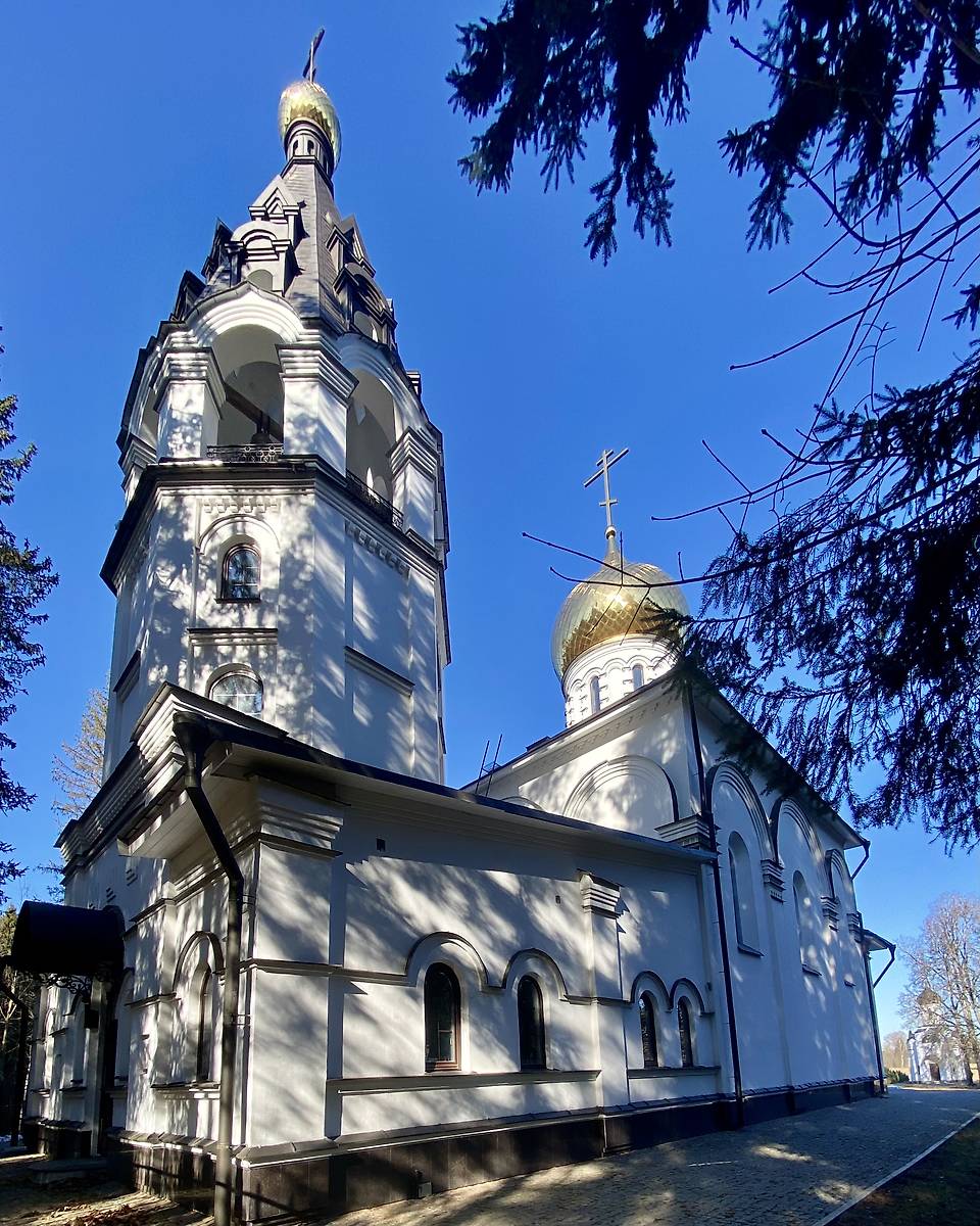 Вид с ЮЗ, фасады. Мариинский Вохоновский женский монастырь. Собор Марии Магдалины, Вохоново (Гатчинский район, Ленинградская область)