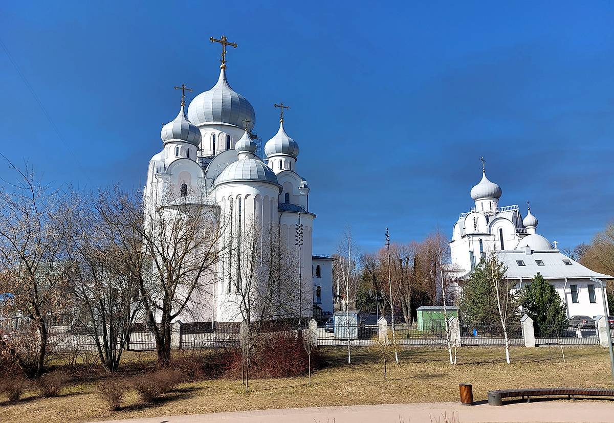 общий вид в ландшафте. Церковь Рождества Христова на Пискарёвском проспекте, Красногвардейский район (Санкт-Петербург, г. Санкт-Петербург)