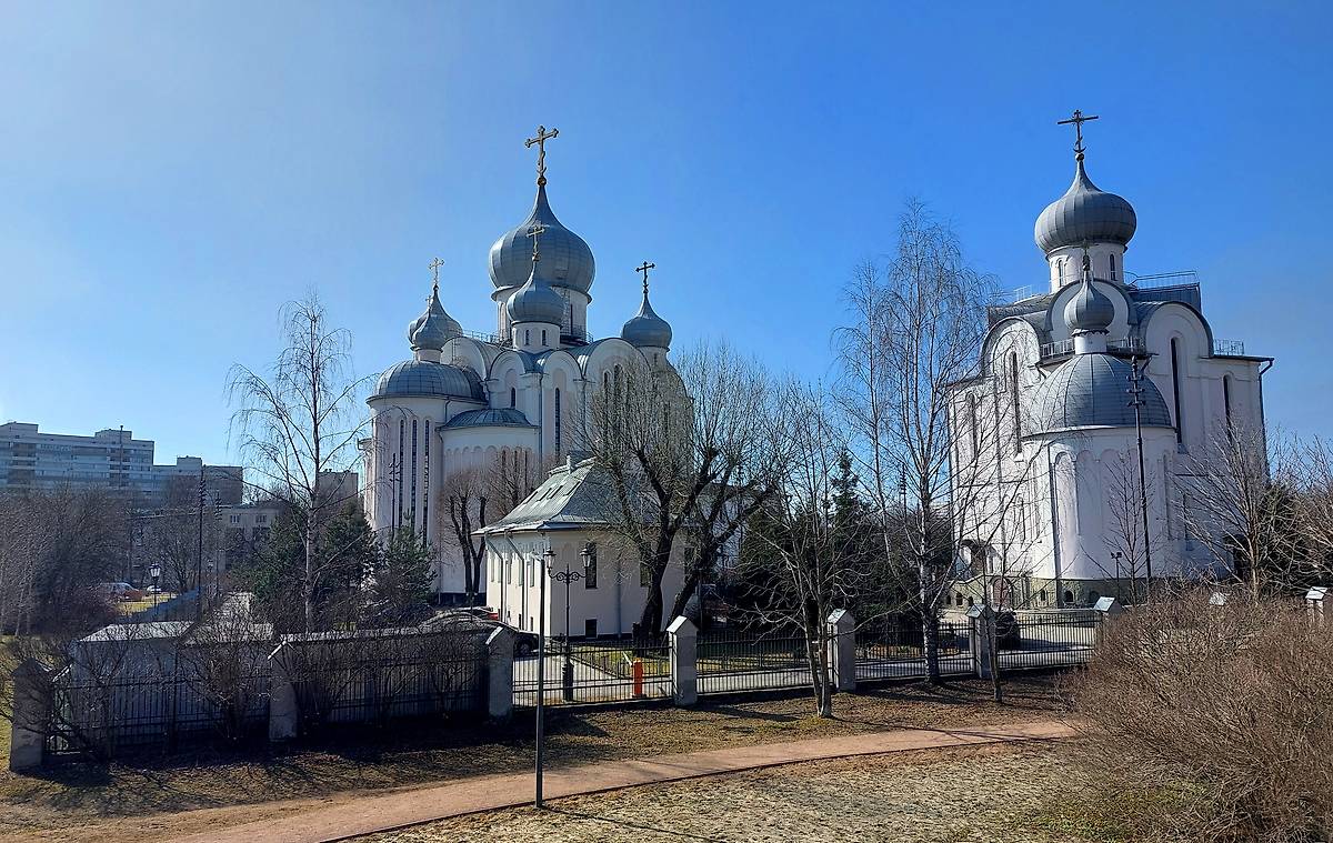 общий вид в ландшафте. Церковь Рождества Христова на Пискарёвском проспекте, Красногвардейский район (Санкт-Петербург, г. Санкт-Петербург)