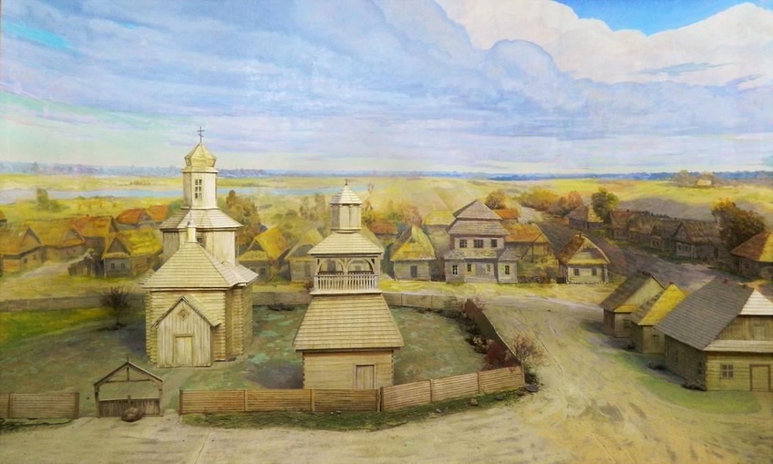 Церковь Преображения Господня, Мотоль (Ивановский район, Беларусь, Брестская область). дополнительная информация, Храм, сгоревший в 1863 году (фото экспозиции музея в с. Мотоль)