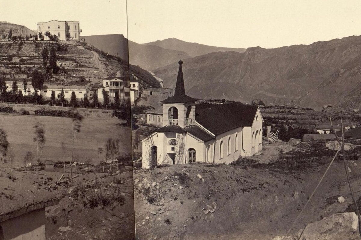 Гуниб. Церковь Георгия Победоносца. архивная фотография, Старинное фото (фрагмент)