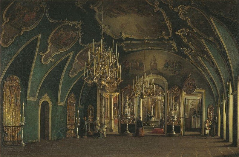 Кремль. Чудов монастырь. Собор Алексия, митрополита Московского, Тверской (Центральный административный округ (ЦАО), г. Москва). архивная фотография, Внутрений вид собора Алексия Митрополита