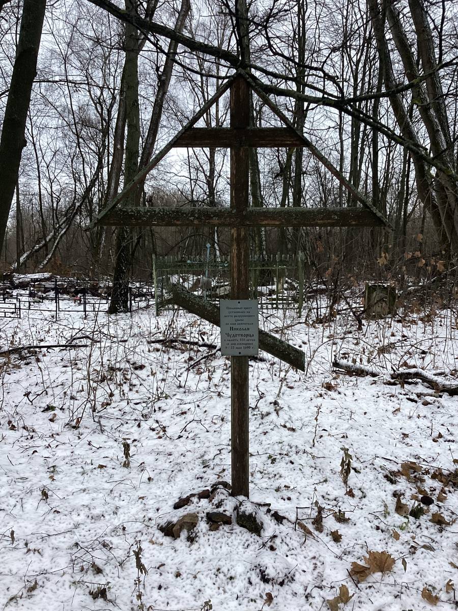 общий вид в ландшафте. Церковь Николая Чудотворца, Русятино (Заокский район, Тульская область)