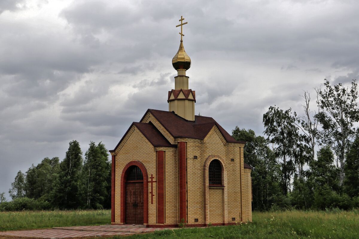 Часовня Георгия Победоносца, Северо-Любинский (Любинский район, Омская область). общий вид в ландшафте