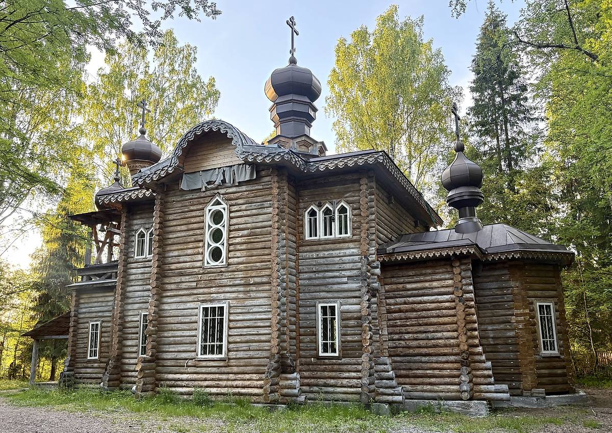 Вид с юго-востока, фасады. Церковь Елисея пророка из Сидозера (Яковлевского), Верхние Мандроги (Подпорожский район, Ленинградская область)