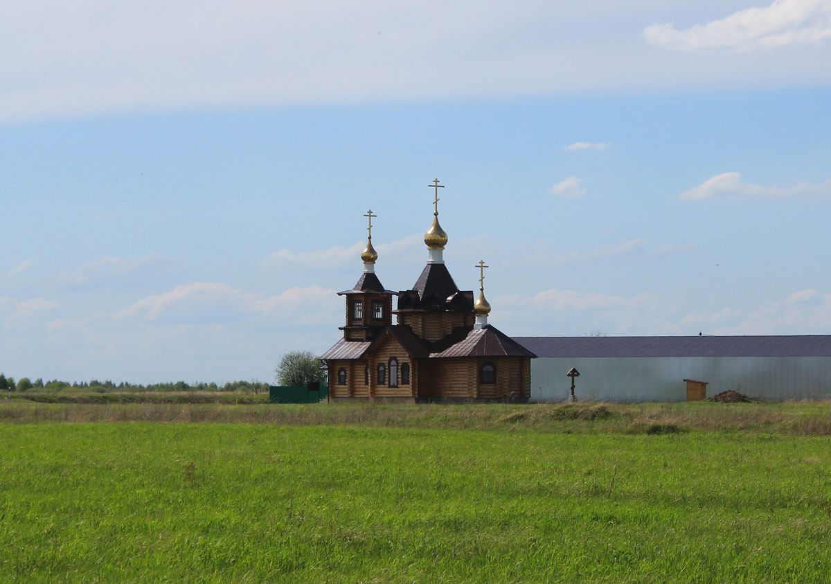 Общий вид с востока, общий вид в ландшафте. Церковь Новомучеников и исповедников Церкви Русской, Богоявление, урочище (Ермишинский район, Рязанская область)