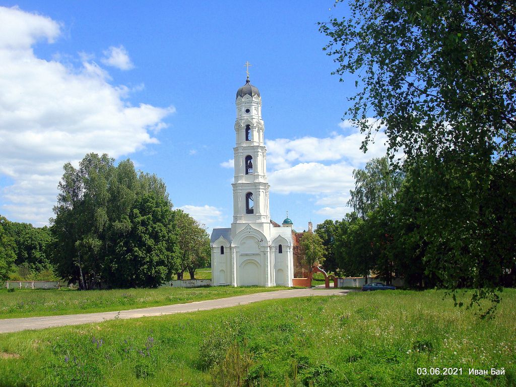 Успенский Пустынский монастырь. Колокольня, Пустынки (Мстиславский район, Беларусь, Могилёвская область). общий вид в ландшафте