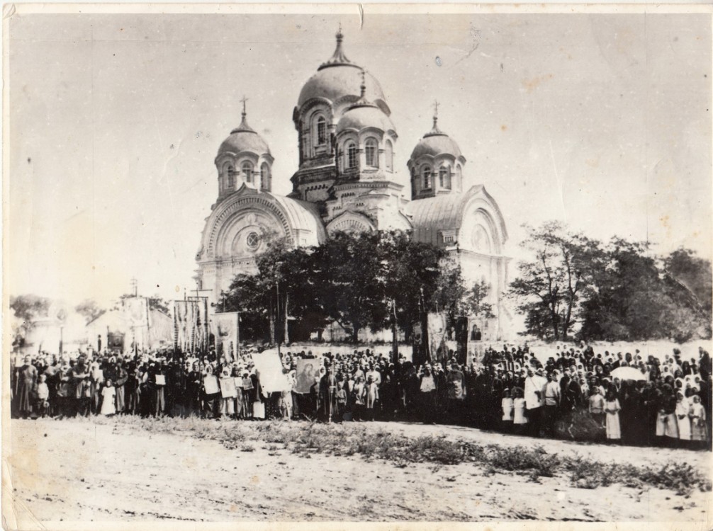 Суворовская. Церковь Казанской иконы Божией Матери. архивная фотография, Начало XX века, день освящения храма