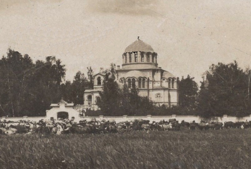 Церковь Успения Пресвятой Богородицы в Подблонье, Марьина Горка (Пуховичский район, Беларусь, Минская область). архивная фотография, Частная коллекция. Фото 1918 г.