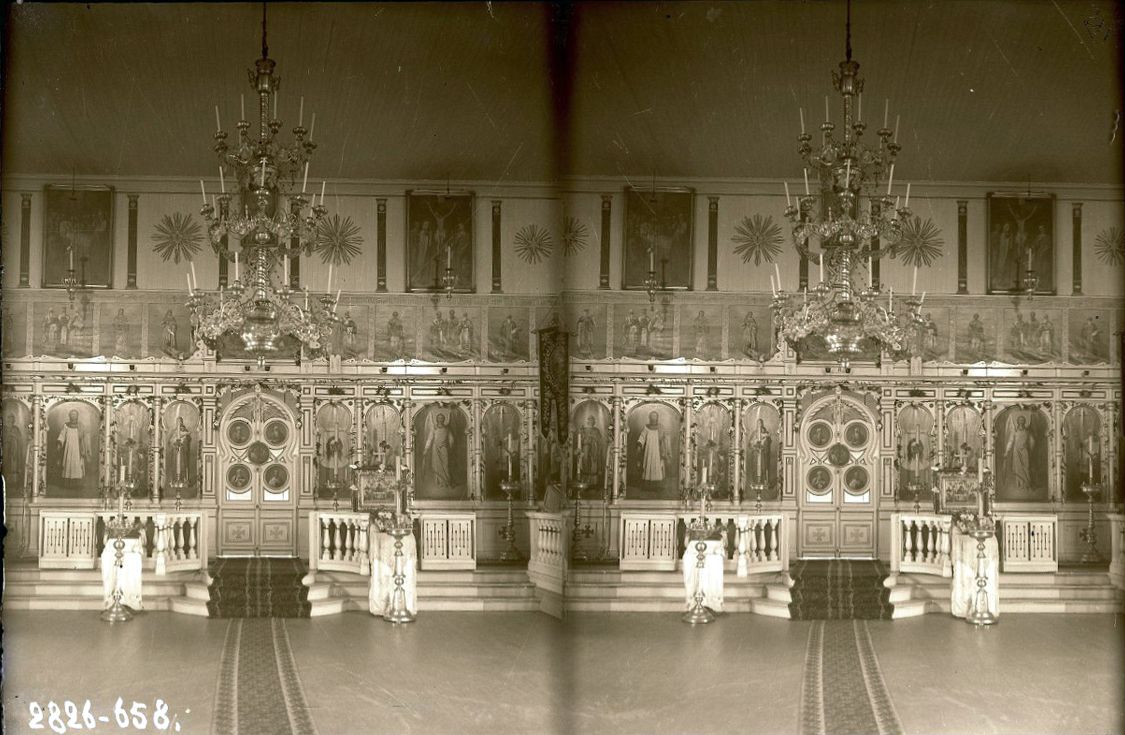 Собор Вознесения Господня, Уналашка (Аляска, США). архивная фотография, Интерьер. Стереофотография; фотограф Иохельсон В.И., МЭИ РАН