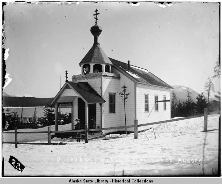 Церковь Андрея Первозванного, Киллисну, остров (Killisnoo Island) (Аляска, США). архивная фотография, Фото конца XIX - начала ХХ веков. Автор Vincent I. Soboleff