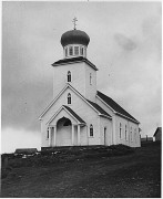 Церковь Георгия Победоносца, Фото 1948 г. из Национального архива США <br>, Сент-Джордж, Аляска, США