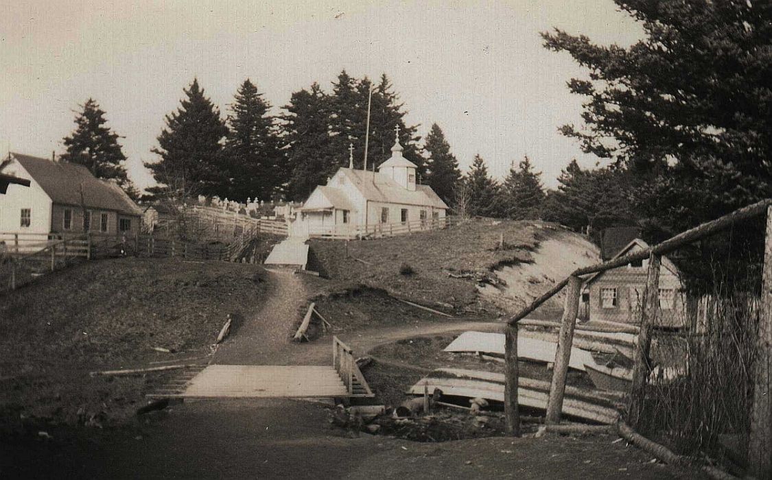 Церковь Рождества Христова, Узинки (Ouzinkie) (Аляска, США). архивная фотография, Старинное фото