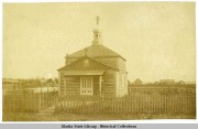 Церковь Успения Пресвятой Богородицы, Старинное фото. Церковь ещё без колокольни и не обшита тёсом<br>, Кенай (Kenai), Аляска, США