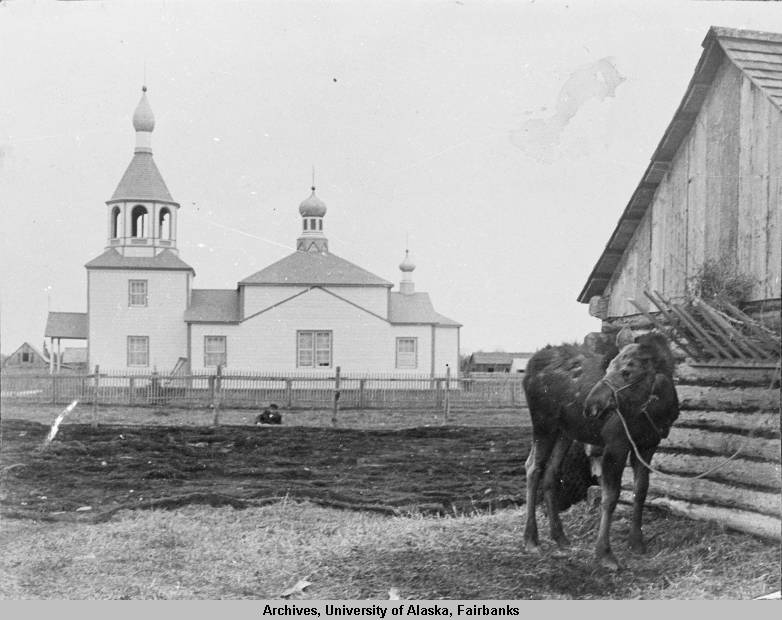 Церковь Успения Пресвятой Богородицы, Кенай (Kenai) (Аляска, США). архивная фотография, Старинное фото