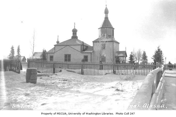 Кенай (Kenai). Церковь Успения Пресвятой Богородицы. архивная фотография, Фото 1912 года