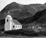 Неизвестная церковь, Фото 1941 года. Автор J. Malcolm Greany<br>, Атту, остров (Attu Island), Аляска, США