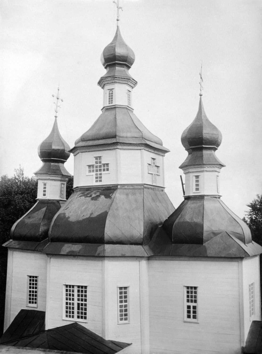Церковь Покрова Пресвятой Богородицы, Синявка (Корюковский район, Украина, Черниговская область). архивная фотография, Верхи. Фото С.А. Таранушенко, 1930 г. Адрес хранения: Институт рукописи Национальной библиотеки Украины им. И. Вернадского