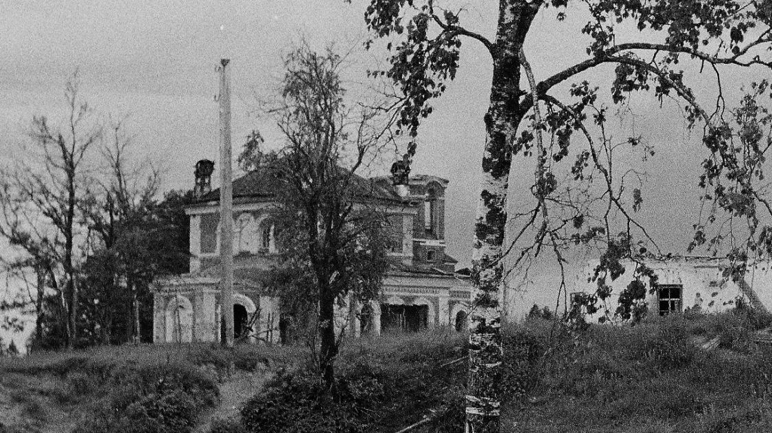 Церковь Николая Чудотворца, Назария, Александра Свирского, Сергия и Германа Валаамских, Свирский хутор, урочище (Лодейнопольский район, Ленинградская область). архивная фотография, Вид с северо-востока. Фото 1942 г. из Национального Архива Финляндии