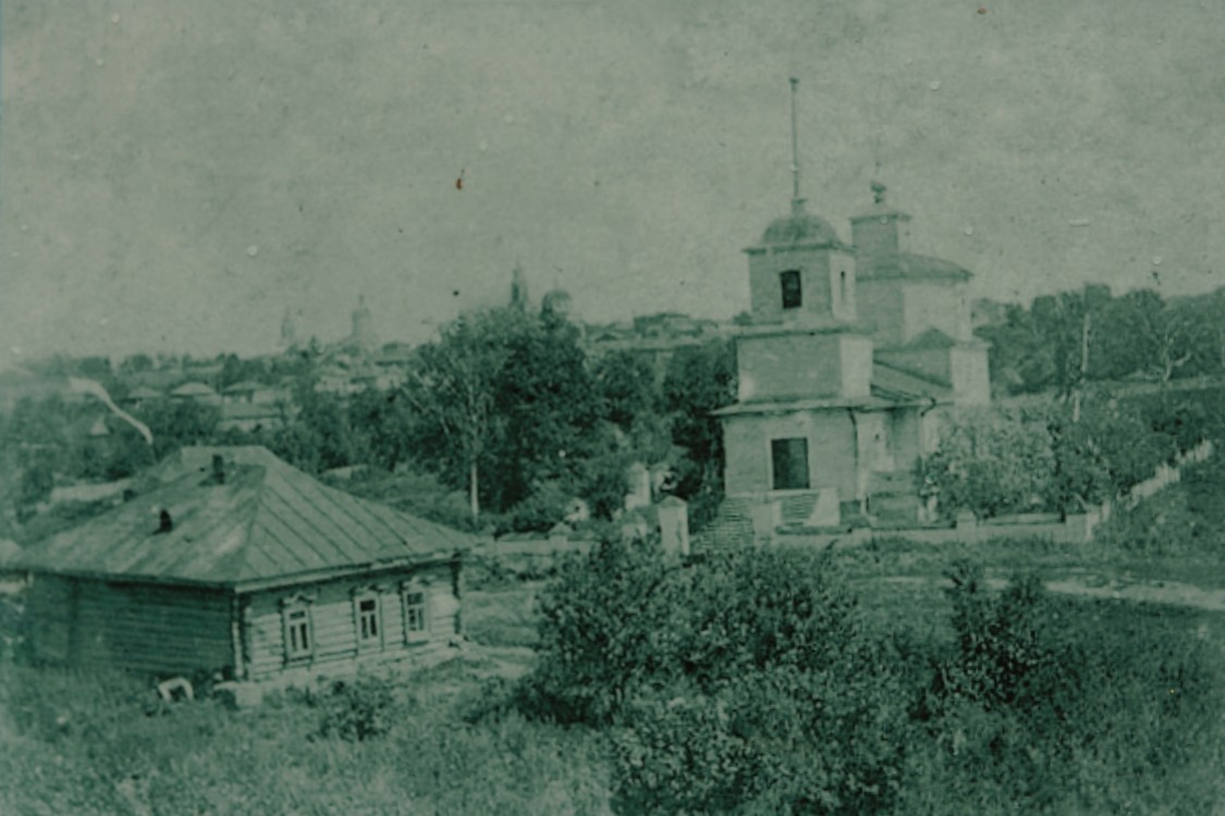 Епифань. Церковь Димитрия Солунского в Шевырёвой слободе. архивная фотография, Фотография с информационного плаката на здании церкви