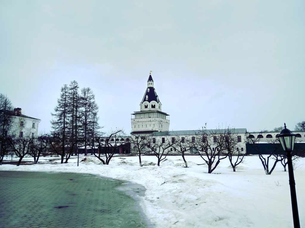 Успенский Иосифо-Волоцкий монастырь. Храм-часовня Максима Грека в Германовой башне, Теряево (Волоколамский городской округ, Московская область). общий вид в ландшафте