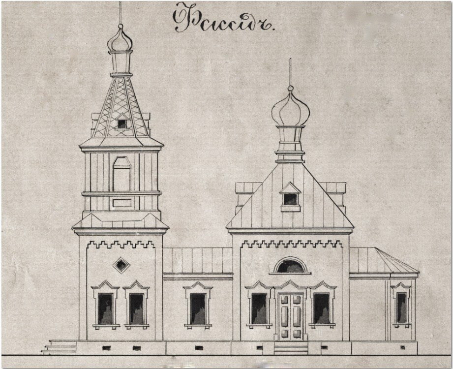 Церковь Симеона Верхотурского, Колесниково (Кетовский район, Курганская область). архивная фотография, Чертёж церкви 1888 года