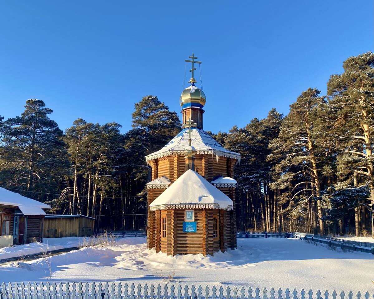Церковь Благовещения Пресвятой Богородицы, Тюхтет (Тюхтетский район, Красноярский край). фасады, Вид с востока