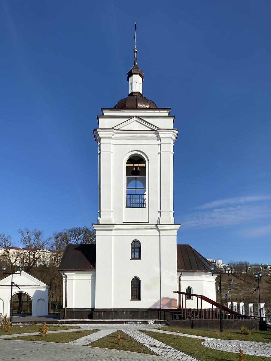 Колокольня, вид с юга, архитектурные детали. Церковь Покрова Пресвятой Богородицы (новая), Могилёв (Могилёв, город, Беларусь, Могилёвская область)