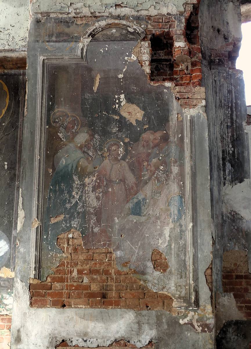 Фрагмент остатков росписи интерьера церкви Петра и Павла., интерьер и убранство. Церковь Петра и Павла в колокольне, Сарапул (Сарапульский район и г. Сарапул, Республика Удмуртия)