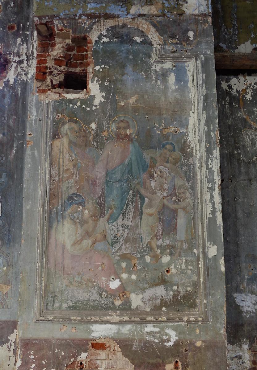 Фрагмент остатков росписи интерьера церкви Петра и Павла., интерьер и убранство. Церковь Петра и Павла в колокольне, Сарапул (Сарапульский район и г. Сарапул, Республика Удмуртия)