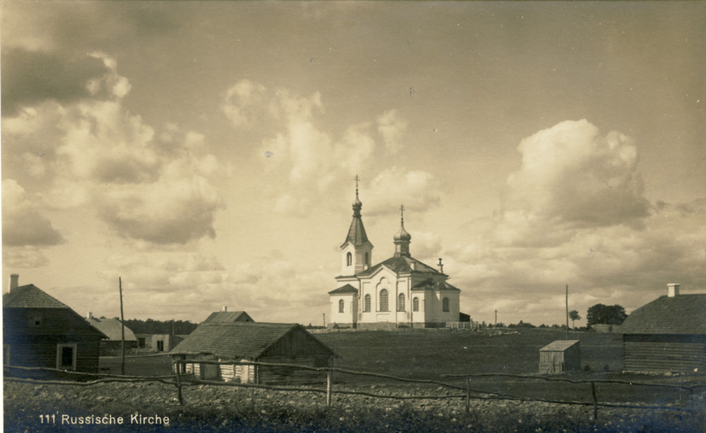Церковь Успения Пресвятой Богородицы, Дукштас (Утенский уезд, Литва). архивная фотография, Тиражная почтовая фотооткрытка 1916 г.