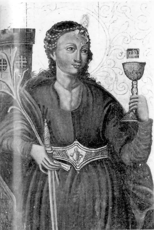 Церковь Димитрия Солунского, Гишин (Ковельский район, Украина, Волынская область). архивная фотография, Интерьер и убранство. Св. Варвара. Икона 17 в. Источник: «Достопримечательности архитектуры и градостроительства Украины». – М.: «Техника», 2000г.
