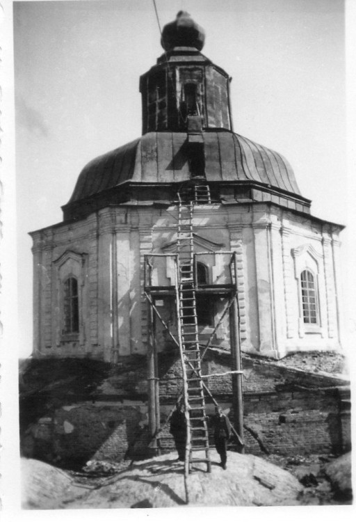 Дросково. Церковь Рождества Христова. архивная фотография, Вид с колокольни на купол. Фото 1942 г. с аукциона e-bay.de