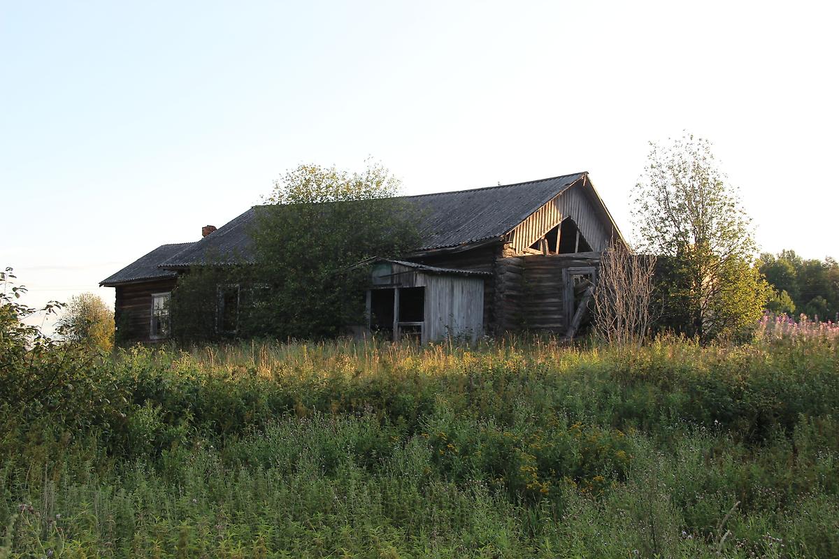 общий вид в ландшафте. Церковь Илии Пророка, Мосеево (Вашкинский район, Вологодская область)