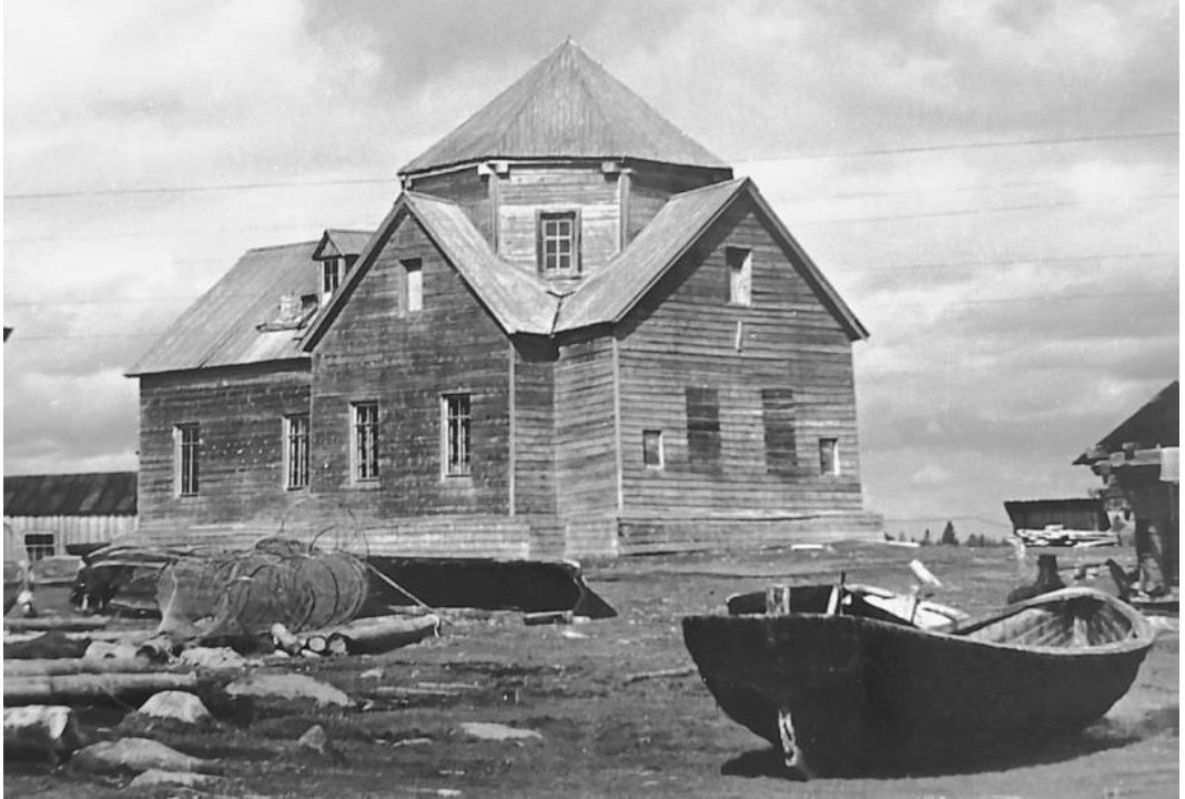 Калгалакша. Церковь Спаса Всемилостивого. архивная фотография, Фото 1958 г. из Отчёта об экспедиции Русского музея по Кемскому и Беломорскому районам Карельской АССР в 1958 г.