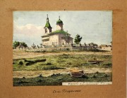 Церковь Михаила Архангела (старая), Рисунок 1920 года из фондов Курганского областного краеведческого музея. Автор М.Т. Комаров<br>, Глядянское, Притобольный район, Курганская область