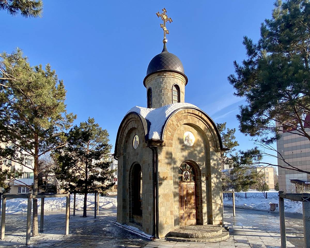 Вид с СЗ, фасады. Часовня иконы Божией Матери "В скорбях и печалях утешение", Кемерово (Кемерово, город, Кемеровская область)