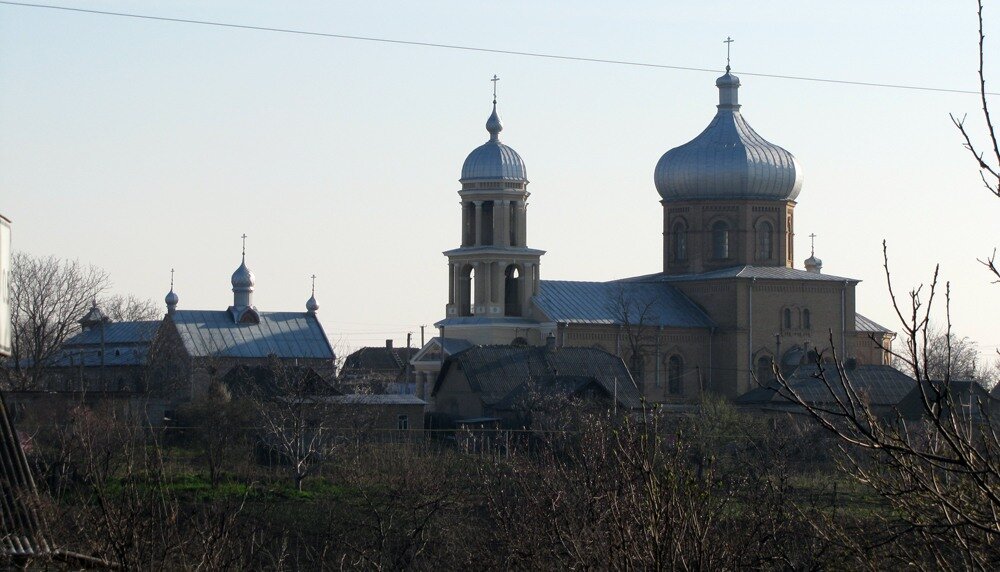 Старая Некрасовка. Церковь Иоанна Богослова. общий вид в ландшафте