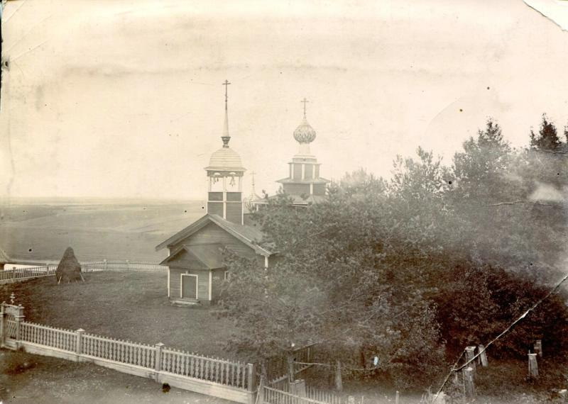 Церковь Преображения Господня, Ирма (Шекснинский район, Вологодская область). архивная фотография, Церковь в усадьбе Чечулина Ирма, 1900-е. ЧерМО-3996/1
