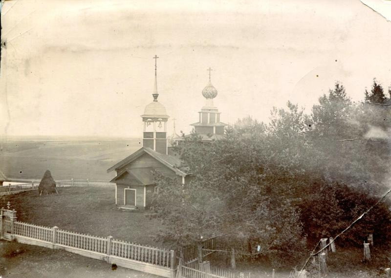 Ирма. Церковь Спаса Преображения. архивная фотография, Церковь в усадьбе Чечулина Ирма, 1900-е. ЧерМО-3996/1