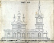 Церковь Алексия, митрополита Московского, Северный фасад. Проект новой церкви в Тукбулатово, 1907г. По стилистике, к проекту мог иметь отношение И.А. Чарушин<br>, Тукбулатово, Глазовский район и г. Глазов, Республика Удмуртия