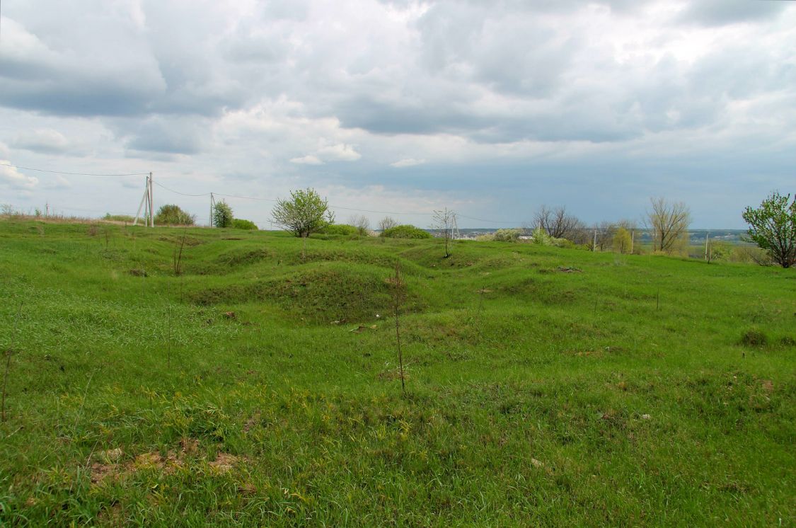 Церковь Благовещения Пресвятой Богородицы, Русская Гвоздёвка (Рамонский район, Воронежская область). фасады, Ещё видны остатки фундамента храма