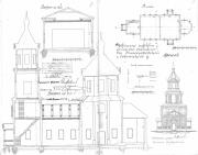 Церковь Владимирской иконы Божией Матери, Обмерный чертёж 1926 г., источник: forum.vgd.ru/2303/76668/20.htm?a=stdforum_view&o=<br>, Старое Ахматово, Большеболдинский район, Нижегородская область