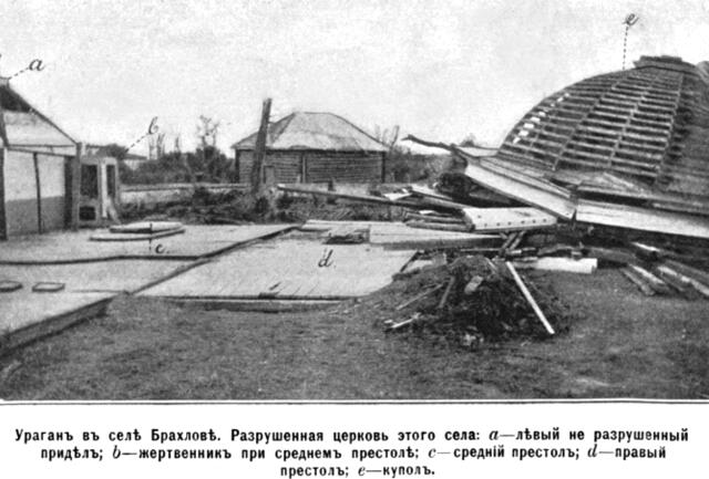 Церковь Рождества Христова, Брахлов (Климовский район, Брянская область). архивная фотография, Церковь после урагана 1903 года