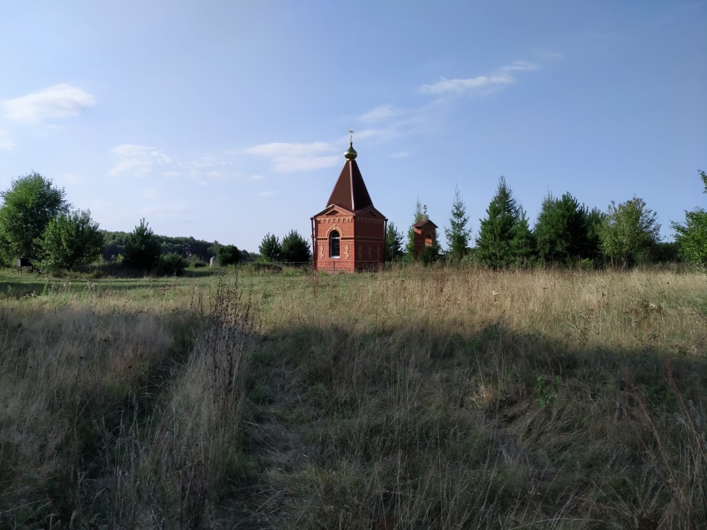 Часовня Рождества Пресвятой Богородицы, Верхнее Плуталово (Зарайский городской округ, Московская область). общий вид в ландшафте