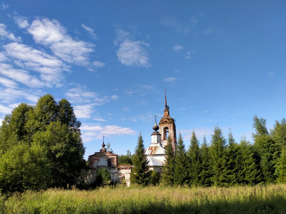 Шишкино. Церковь Спаса Преображения. фасады, Виз издалека